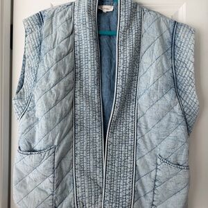 Light Wash Quilted Denim Vest